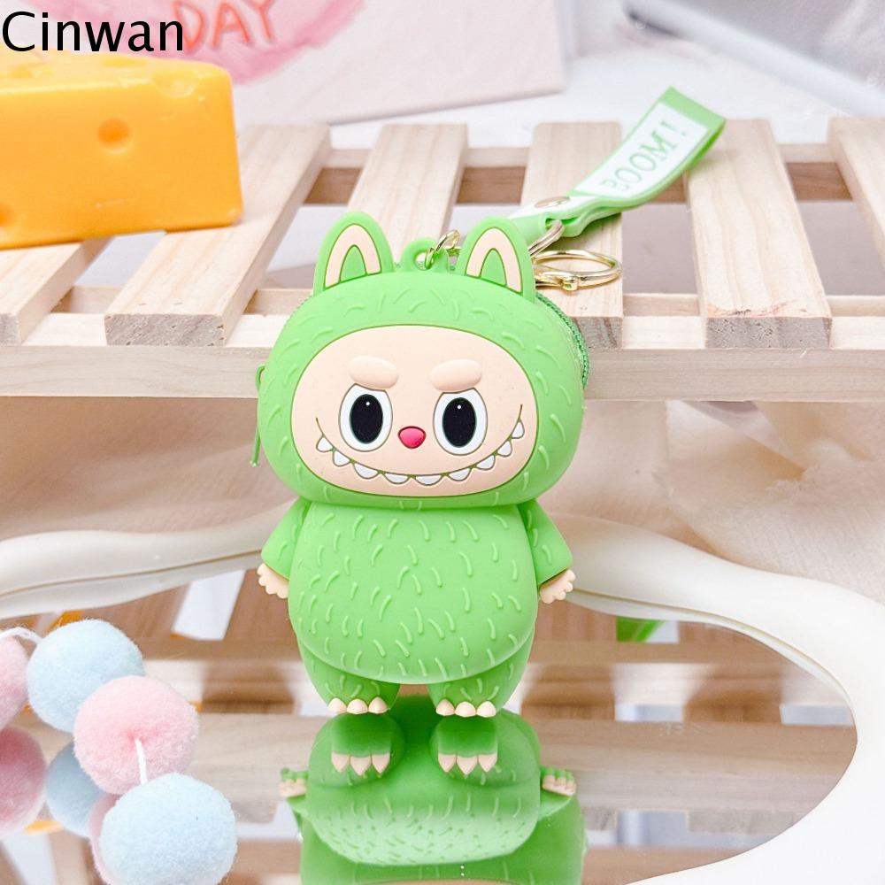 CINWAN dây chuyền Ví búp bê labubu Di động Móc chìa khóa Ví hoạt hình cho trẻ em Charm túi Màu trơn Túi đựng silicon Trẻ em