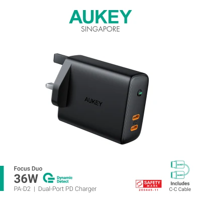 Aukey PA-D2 Dual-Port 36W PD Wall Charger with Dynamic Detect