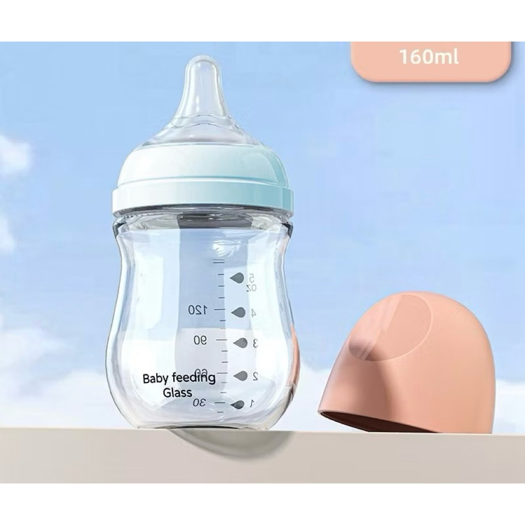 MOMWELL BOTOL BAYI NEWBORN 90ML & 160ML BPA FREE | BOTOL SUSU KACA BAYI GLASS FEEDING BOTOL