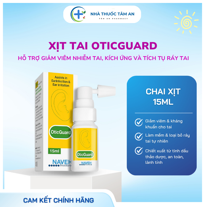 Xịt tai OticGuard 15ml – Làm sạch ráy tai, giảm viêm, ngứa và đau tai hiệu quả