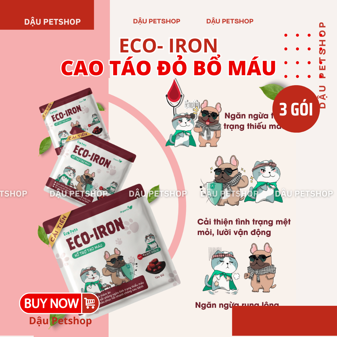 🩸 [Combo 3 Gói] Cao Táo Đỏ Eco-Iron Cho Chó Mèo – Bổ Sung Sắt, Hỗ Trợ Tạo Máu