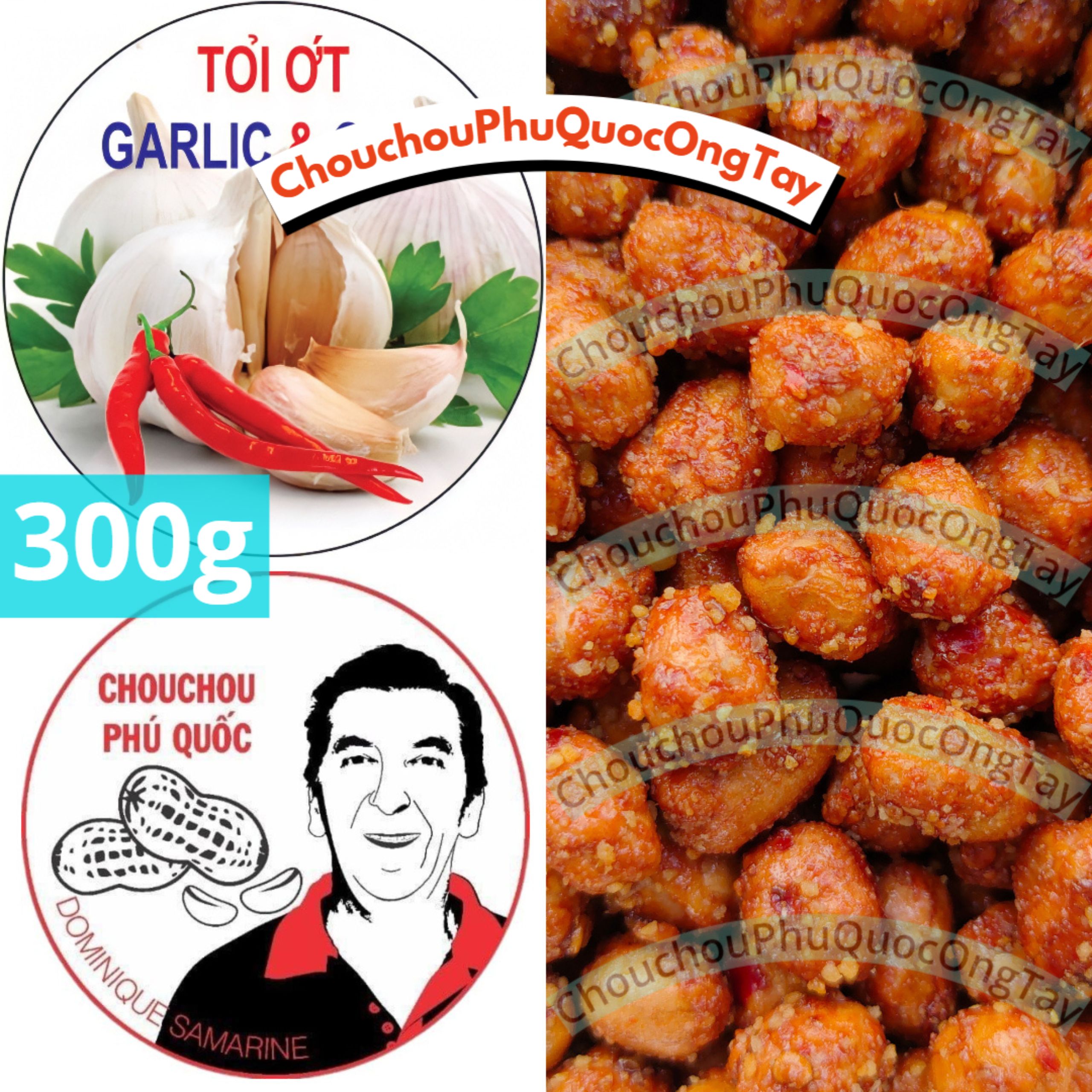 (Hũ 300g) Đậu phộng tỏi ớt CHOUCHOU PHÚ QUỐC ÔNG TÂY