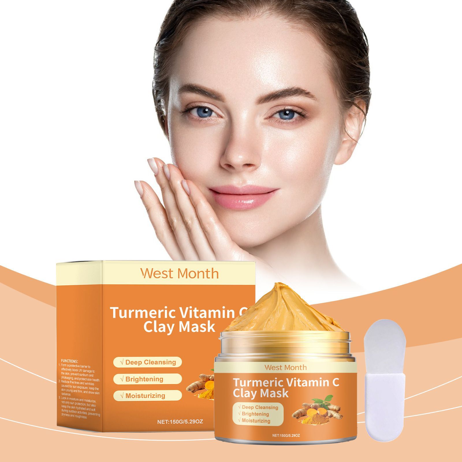 Turmeric Vitamin C Mud Mask 150g Pore Cleansing Blackhead Removal Smooth Skin Refreshing Universal
