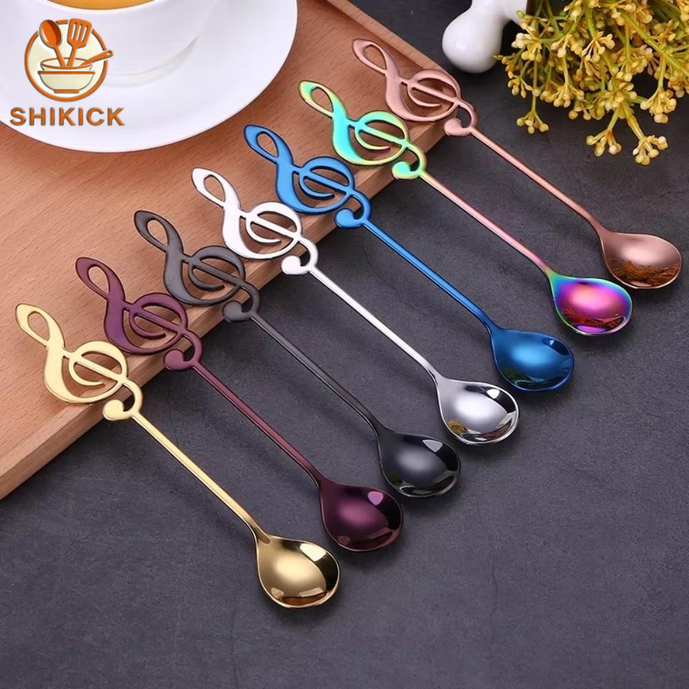 SHIKICK Muỗng kem Muỗng nốt nhạc Đồ dùng nhà bếp Quán nhạc Muỗng cà phê  Phụ kiện trà tráng miệng Muỗng khuấy cà phê Quà tặng