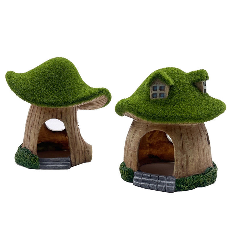Aquarium House Resin Fish Tank Caves Mushroom Hut Landscape Fish Cave Shrimp Hideout Shelter for Mini Small Fish Shrimp
