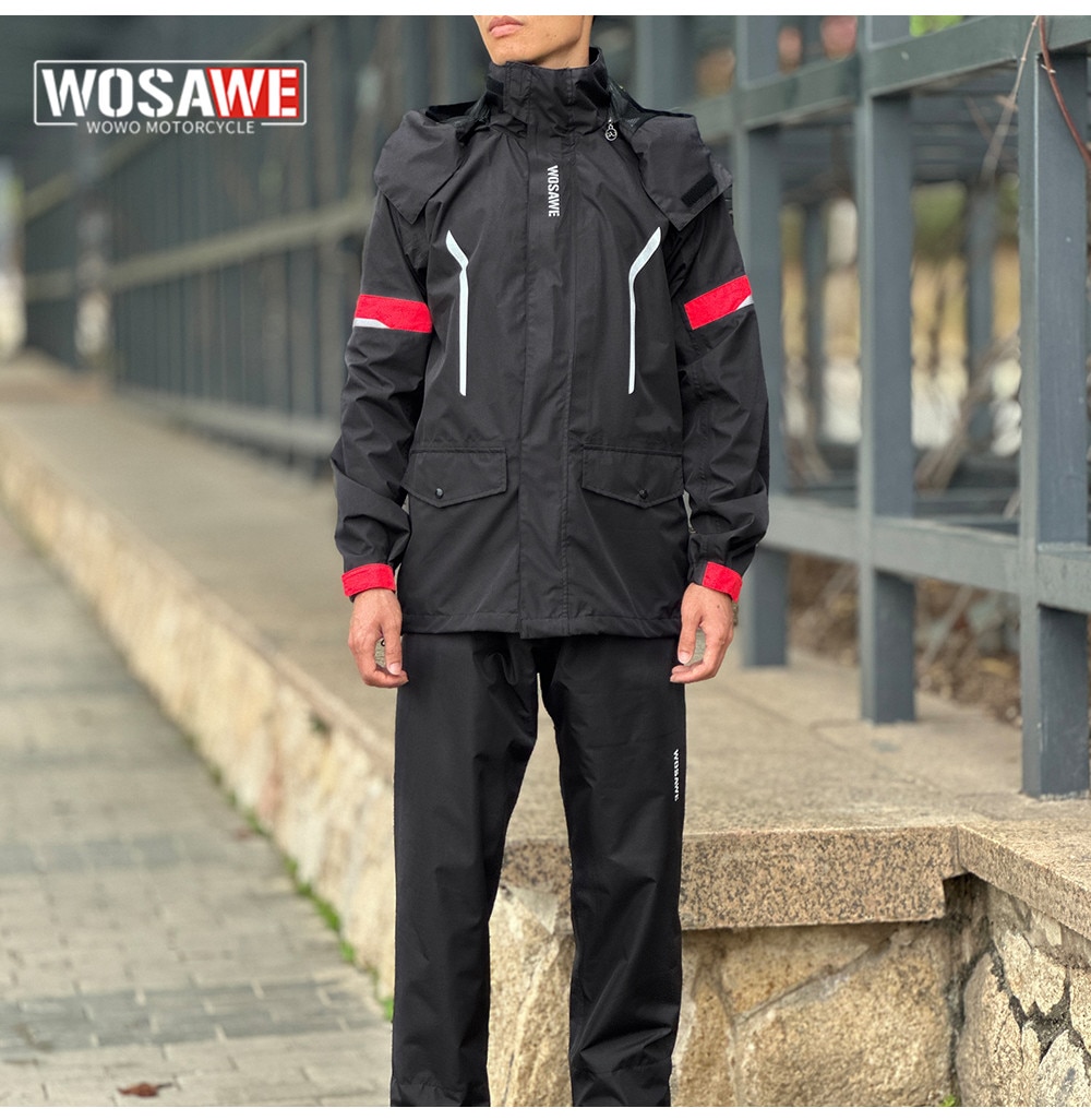 Wosawe Áo Mưa Phản Quang Áo Mưa Xe Máy unisex không thấm nước Motocross phù hợp với không thấm nước Áo khoác xe mô tô Áo Choàng Đi Bộ Đường Dài 2023 2023new
