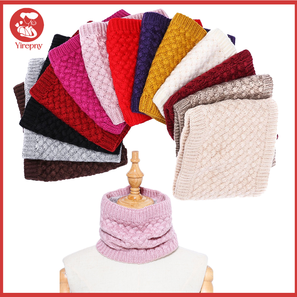 Yirepny Winter Men Women Solid Color Warm Fleece Lining Knitted Collar O Ring Neck Scarf ราคา 179 บาท*ส่งฟรี