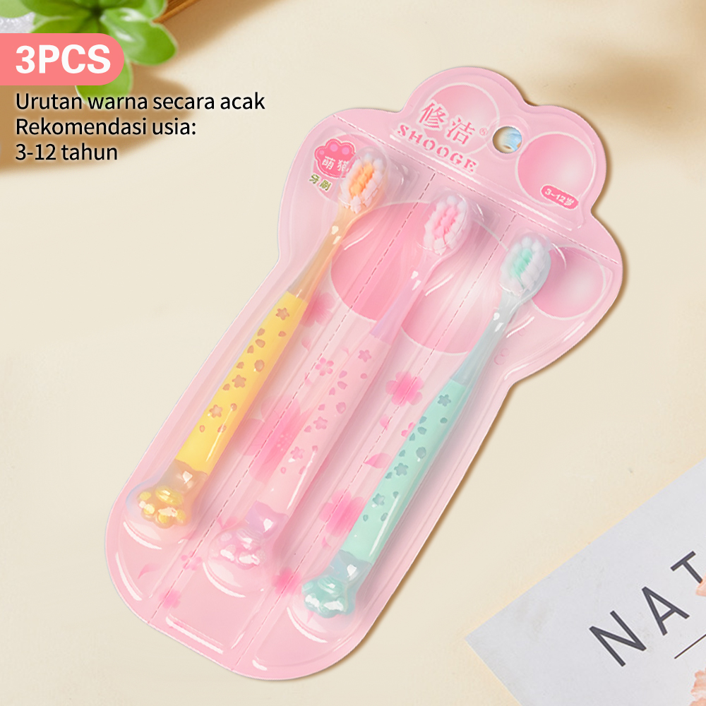 LAKOE 3IN1 Sikat Gigi Anak Toothbrush Bayi Lucu Kids Gosok Gigi Untuk 3-12 Tahun