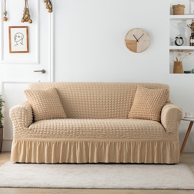BHQ 1/2/3/4 ที่นั่ง ผ้าคลุมโซฟา Seersucker Sofa Cover ปลอกหุ้มโซฟาสไตล์กระโปรง ตัวป้องกันโซฟา