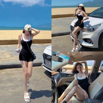 Jum 2 DÂY Đen Phối Trắng Body Sexy, Jum Chất Tăm Co Dãn Thoải Mái BYJOLIEVN