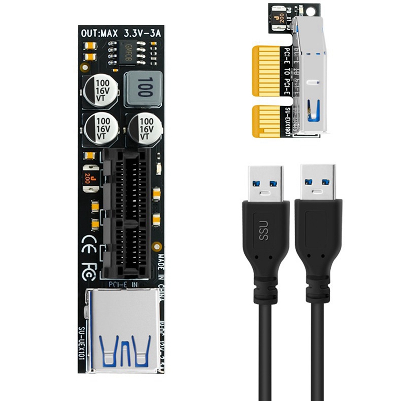 【Latest model】BTBcoin Add on Card PCI-E Riser PCIE PCI-Express X1 to X4 PCI E Riser Card Extend Adapter with 30CM USB Extension Cable ราคา 183 บาท*ส่งฟรี