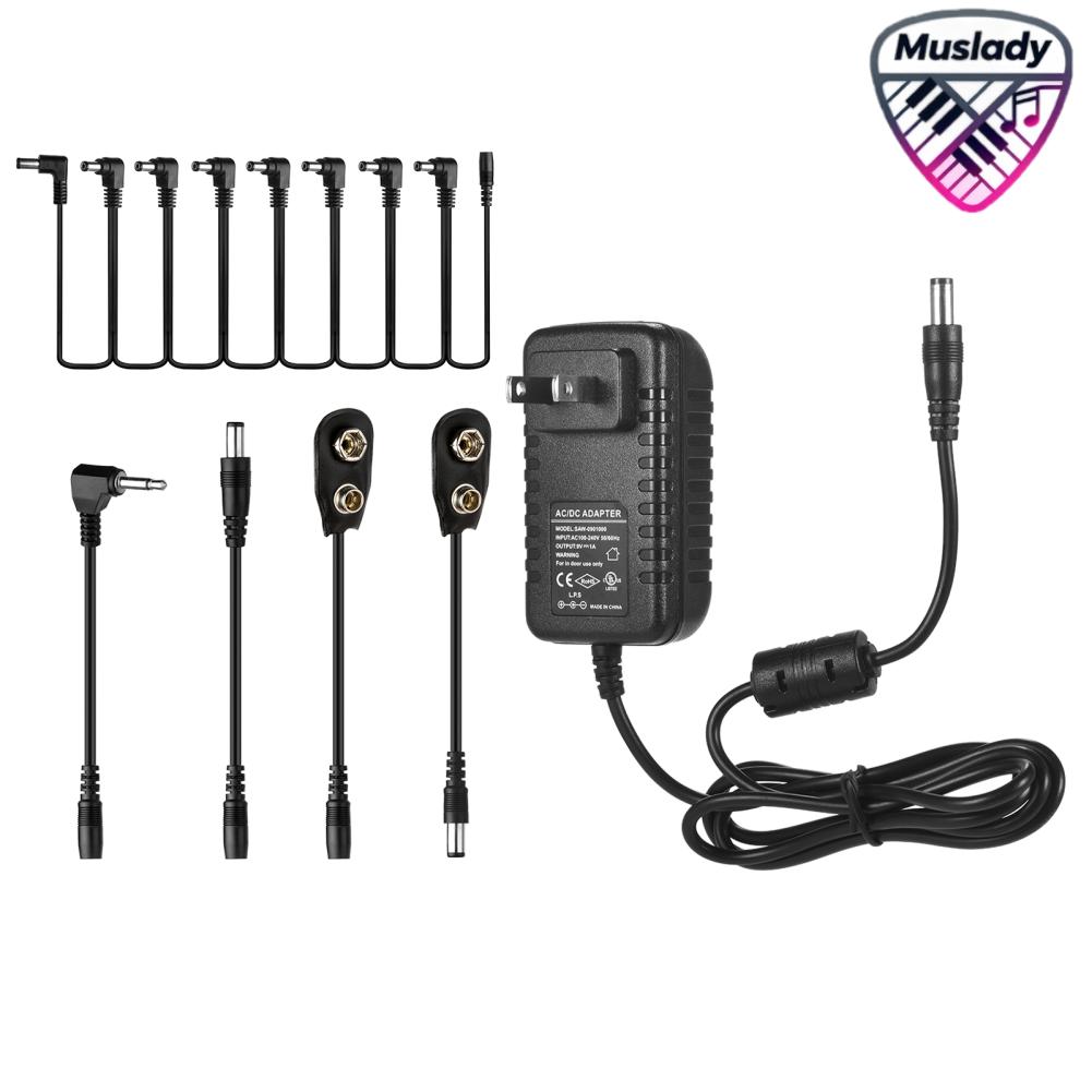 MUSLADY Caline CP-07B กีตาร์อะแดปเตอร์จ่ายไฟ DC 9V 1A พร้อมสายโซ่เดซี่ 8 ทิศทางกลับขั้วสายแบตเตอรี่คลิปสาย ราคา 630 บาท*ส่งฟรี