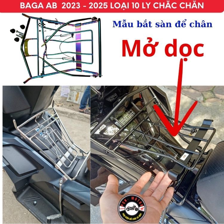 Baga Giữa AB 2025, AB 2024, AB 2023- AB 160cc, AB125cc INOX Dày 10 Ly Hàng Chính Hãng - Bắt Chân