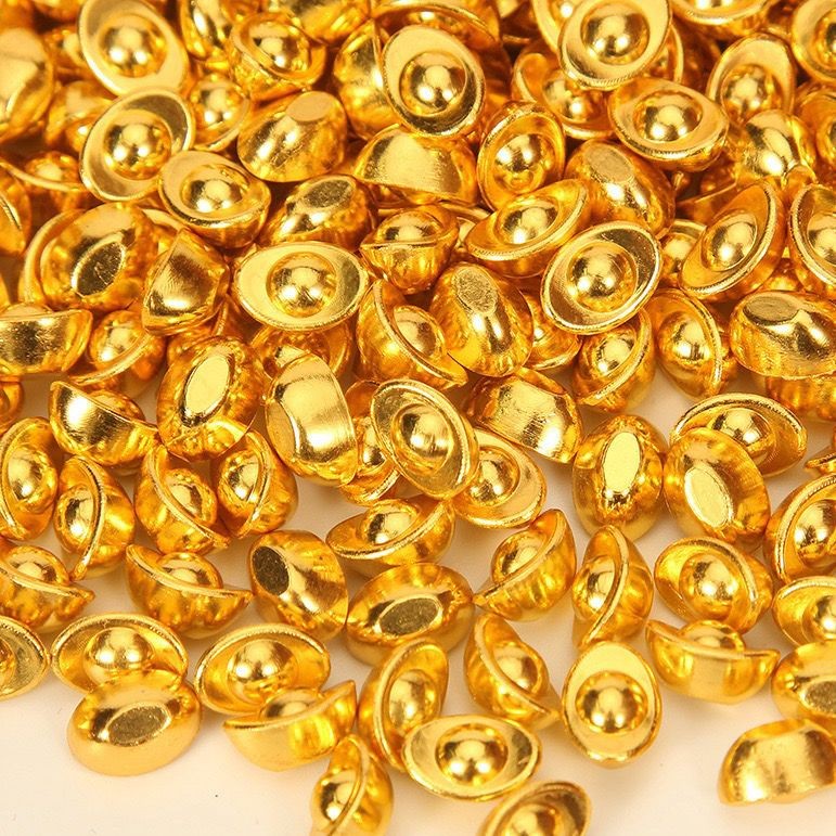 金色元宝招财摆件diy沙金小元宝金豆磨砂工艺品装饰品小元宝爆款Golden ingots attract wealth ornaments DIY sand gold small yuan