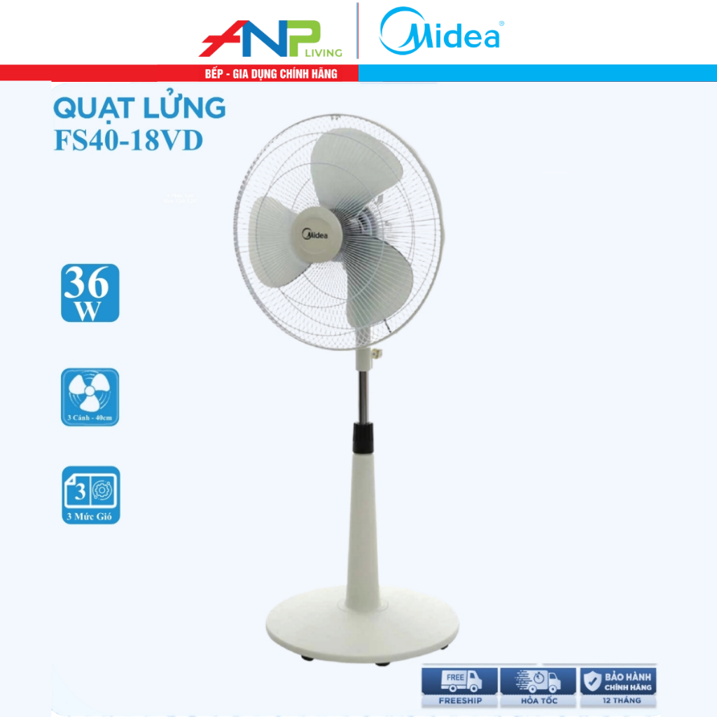 Quạt đứng, quạt cây 3 cánh midea fts40-17vd