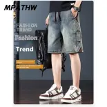 MPATHW  Quần Short Bò Kiểu Mỹ Cho Nam Quần Lửng Rộng Rãi Mẫu Mới Quần Lửng Cạp Chun Sành Điệu