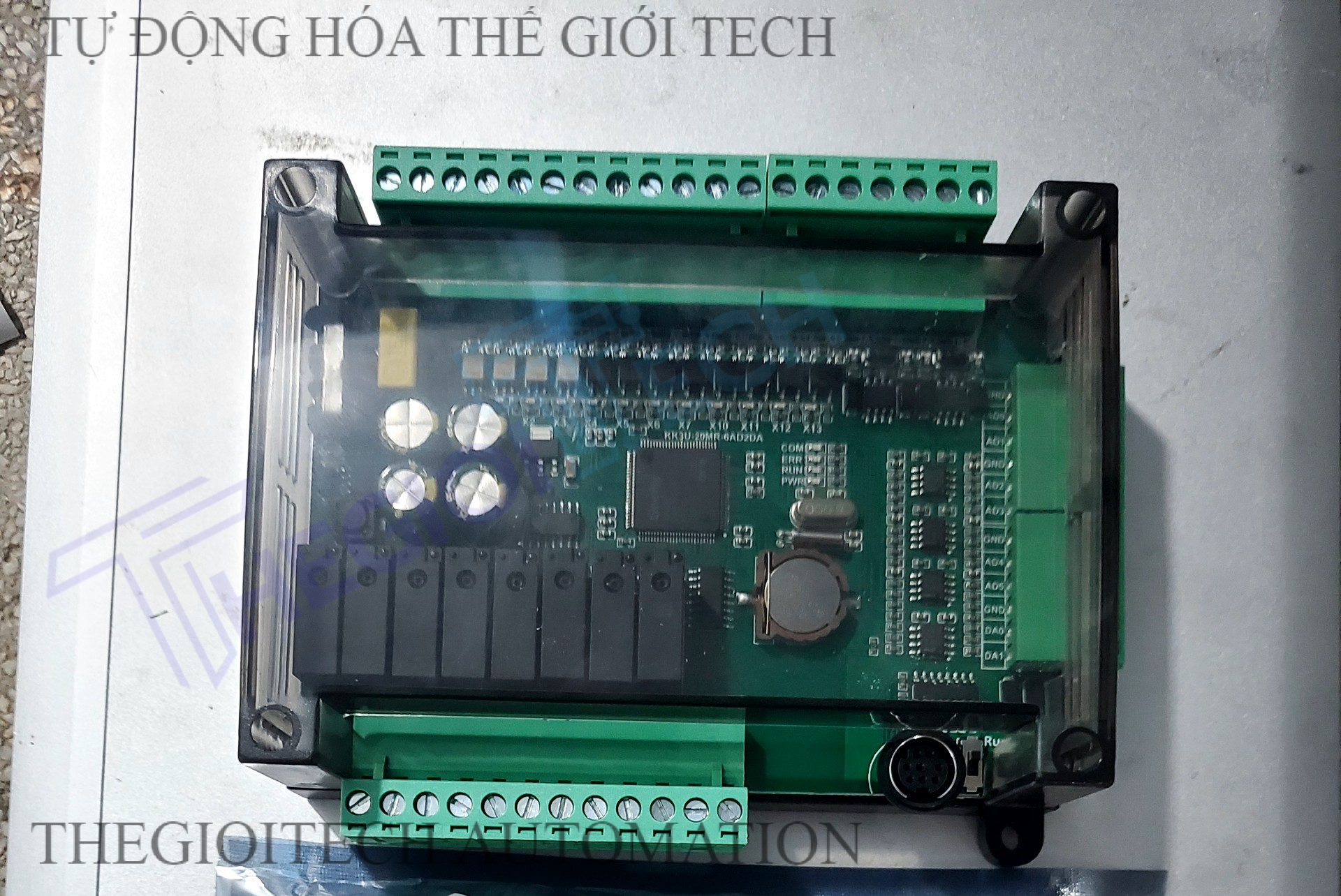 Board Mạch Lập Trình PLC KW FX3U-20MR 12 input 8 output relay MD8 6AD/2DA 0-10V, 2 RS485, RTC, 24VDC, GX Works2, 4 Kênh Vào X0-X4 20kHz, - FX3U20MR MD8 - VỎ NGOÀI