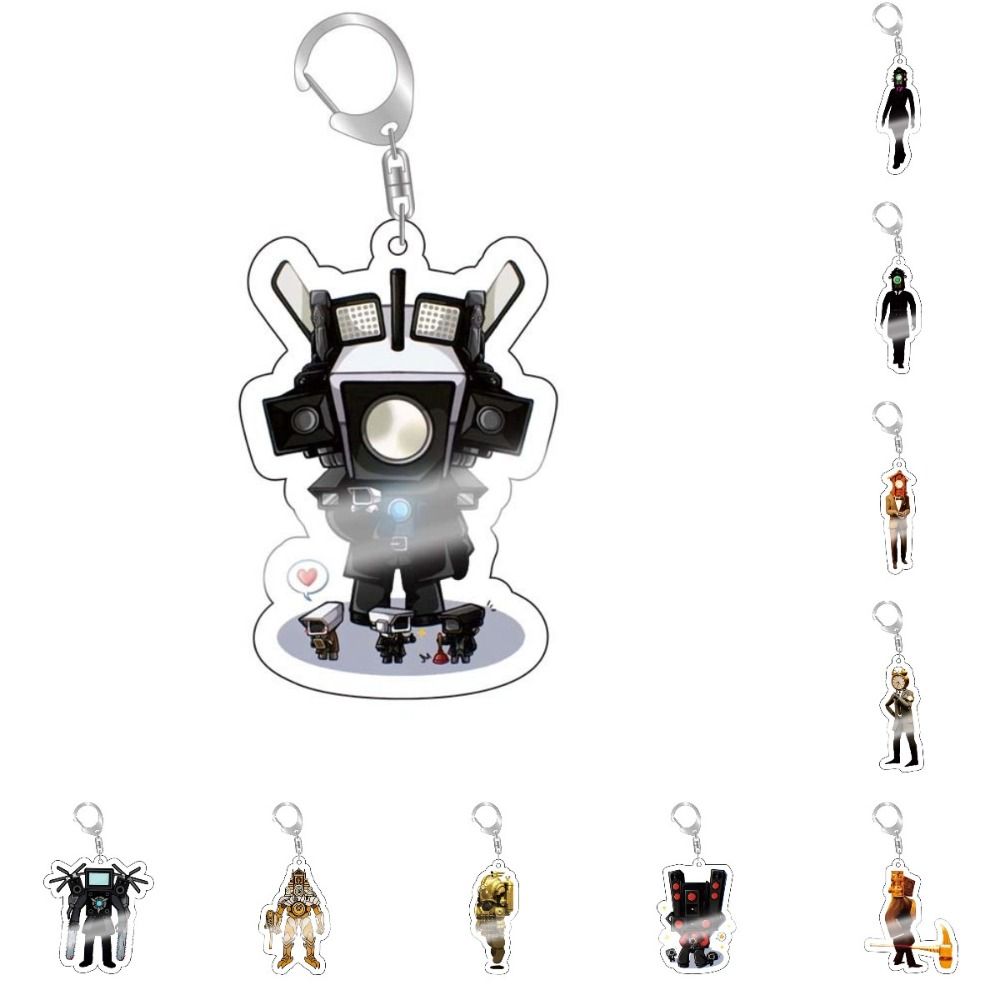CLARINEJI Người đàn ông Camara Móc khóa nhà vệ sinh skibidi Nhà vệ sinh skibidi dây chuyền búp bê nhà vệ sinh dây chuyền đồ chơi TV Man Búp bê ngoại vi chơi game Hoạt hình dây chuyền hình búp bê quay phim dây chuyền túi