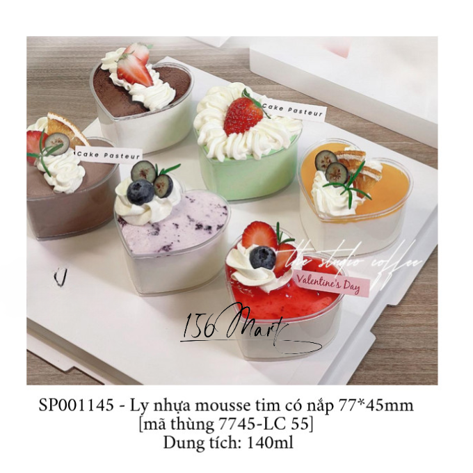 Set 50c Ly Tim Có Nắp Đựng Mousse Tiramisu Panna Cotta LC-7745