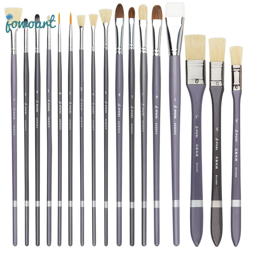 Jowoart 17 Pcs Art Paint Brushes Hog Bristle Multi Pen Type Watercolor