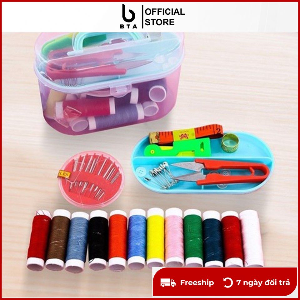Bộ kim chỉ may vá 15 chi tiết K235, có hộp đựng kim chỉ nhỏ gọn, đầy đủ dụng cụ may vá.