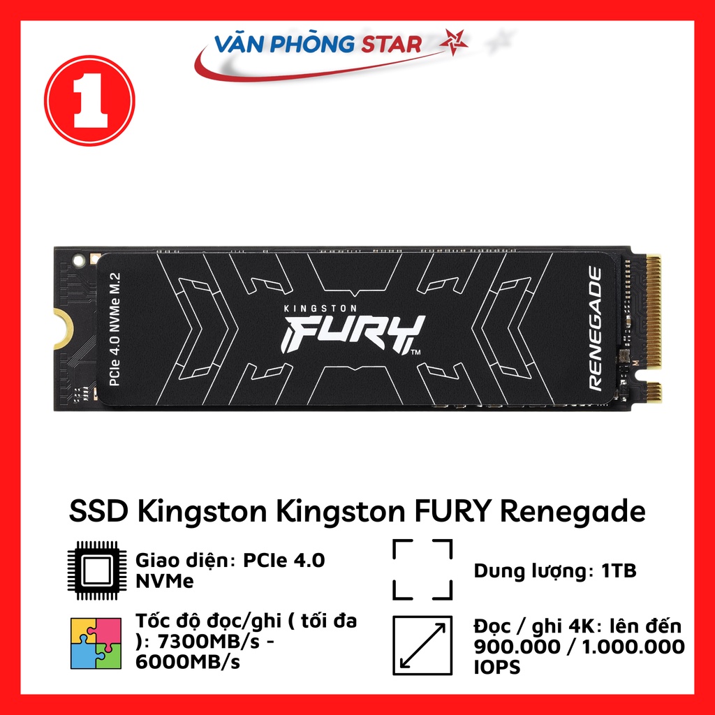 SSD Kingston Kingston FURY Renegade 1TB NVMe PCIe Gen 4.0