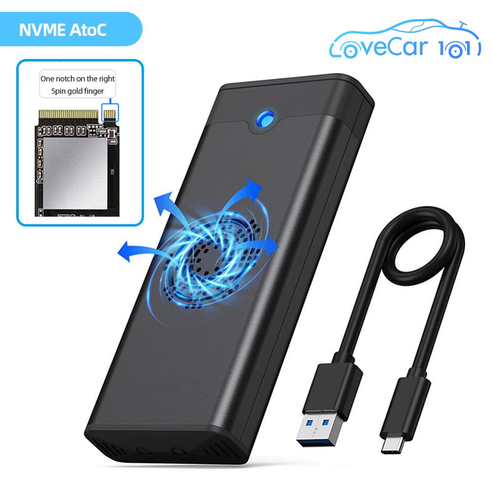 M.2 NVME NGFF Hard Drive Case with Cooling Fan SSD Box 10Gbps M/B/(B+M) Key Support for Windows/macOS/Android/HaemonyOS System for 2242/2260/2280 SSD ราคา 356 บาท*ส่งฟรี