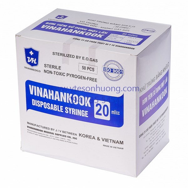 Bơm tiêm Vinahankook 20cc 23G x 1 Xi lanh sử dụng 1 lần vinahancook 20ml