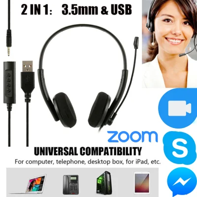 USB PC Headset Conference Call Headset with Noise Cancelling Wired Headphones With Mic
