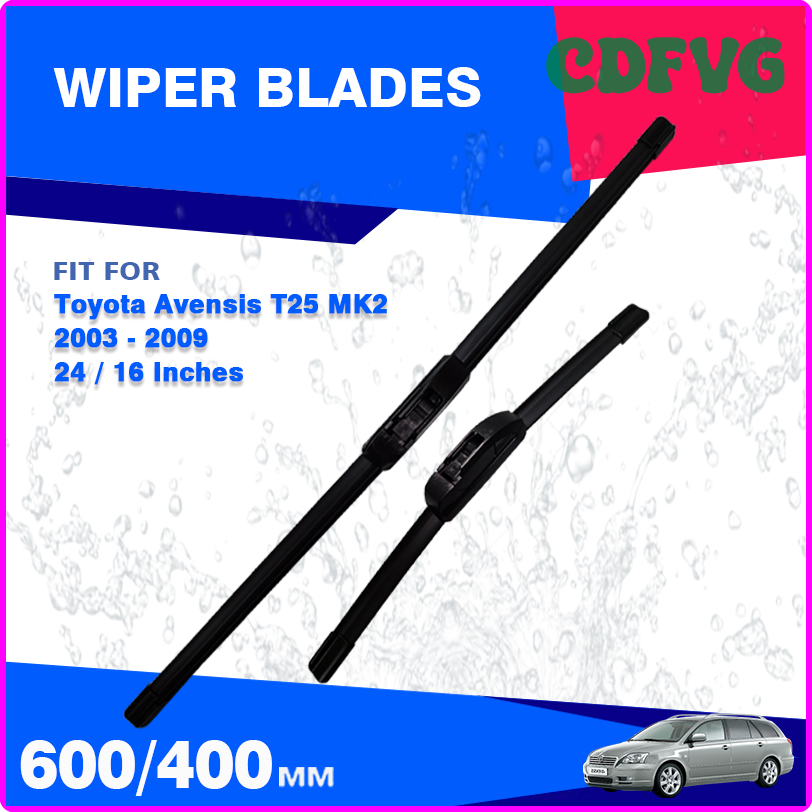 BHNJM For Toyota Avensis T25 2003 - 2009 MK2 Front Rear Windshield Wiper Blades Set Washer Brushes Windscreen 2004 2005 2006 2007 2008 LKMOP