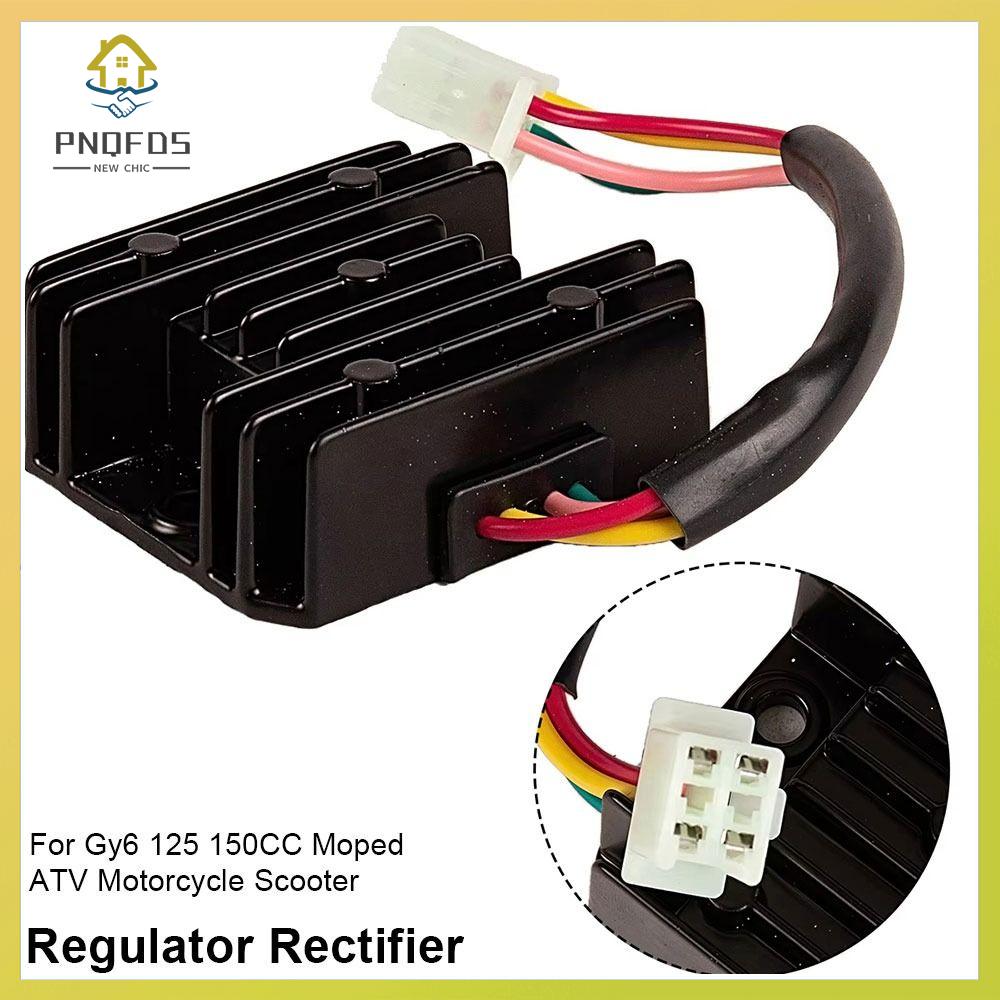 PNQFDS SHOP 1Pcs 4 dây Bộ điều chỉnh chỉnh lưu Nhôm 4 chân Phụ kiện xe máy tay ga Bền bỉ 12V Bộ điều chỉnh sóng đầy đủ Dành cho xe máy Gy6 125 150CC và ATV
