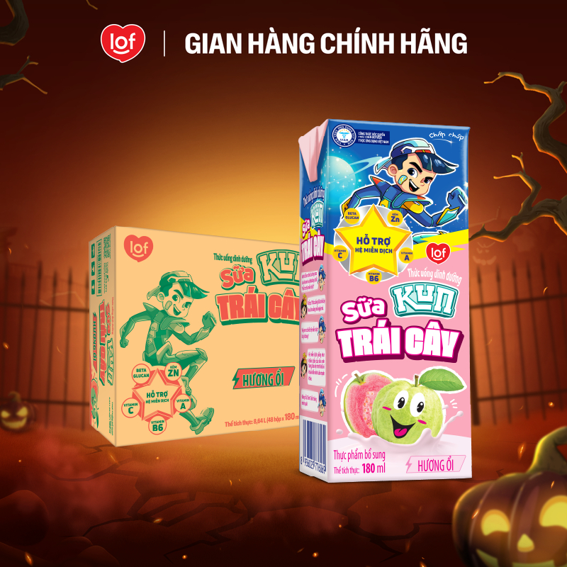 Sữa trái cây Kun vị ổi thùng 48 hộp x 180ml