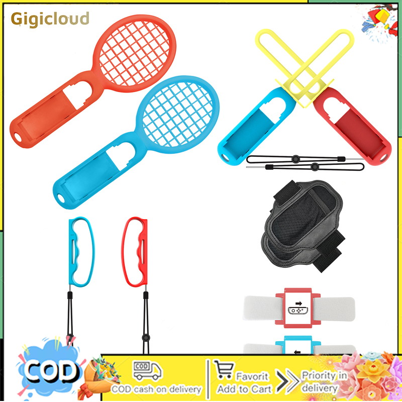10pcs/set 10-in-1 Somatosensory Sports Game Set Grip Wrist Strap Leg Belt Lightsaber Tennis Racket Compatible For Switch Sports ราคา 562 บาท*ส่งฟรี