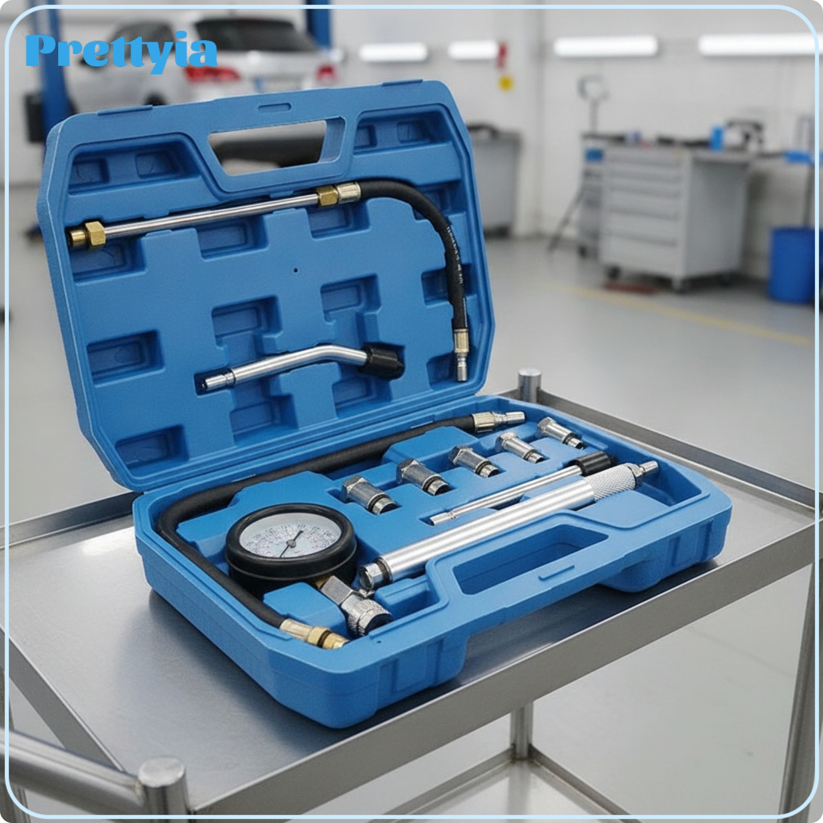 Prettyia Hard Plastic Case Cylinder Pressure Gauge Kit Metal Adapters Cylinder Pressure Tester Hinged Lid Vehicle Tool Portable for Auto Repair Shop ราคา 2,775 บาท*ส่งฟรี