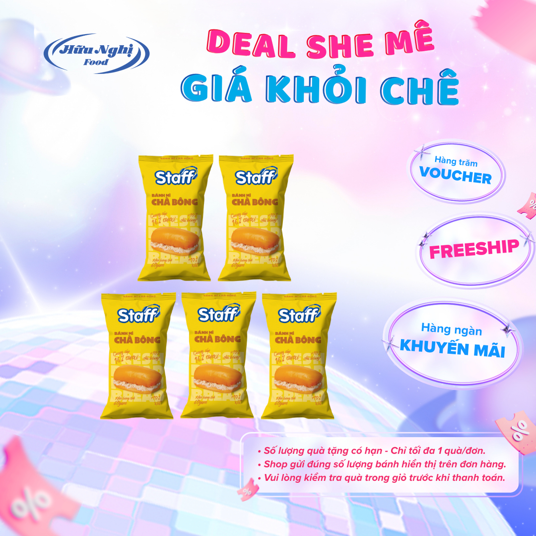 (QUÀ TẶNG) Combo 5 Bánh Mì Staff Chà Bông 60g thơm ngon