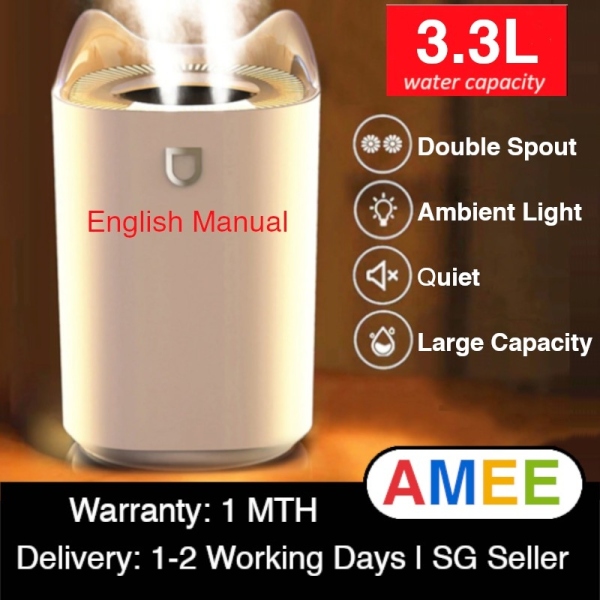3300ml Double Spray Air Humidifier Ultrasonic Humidifier Home Mist Maker Singapore