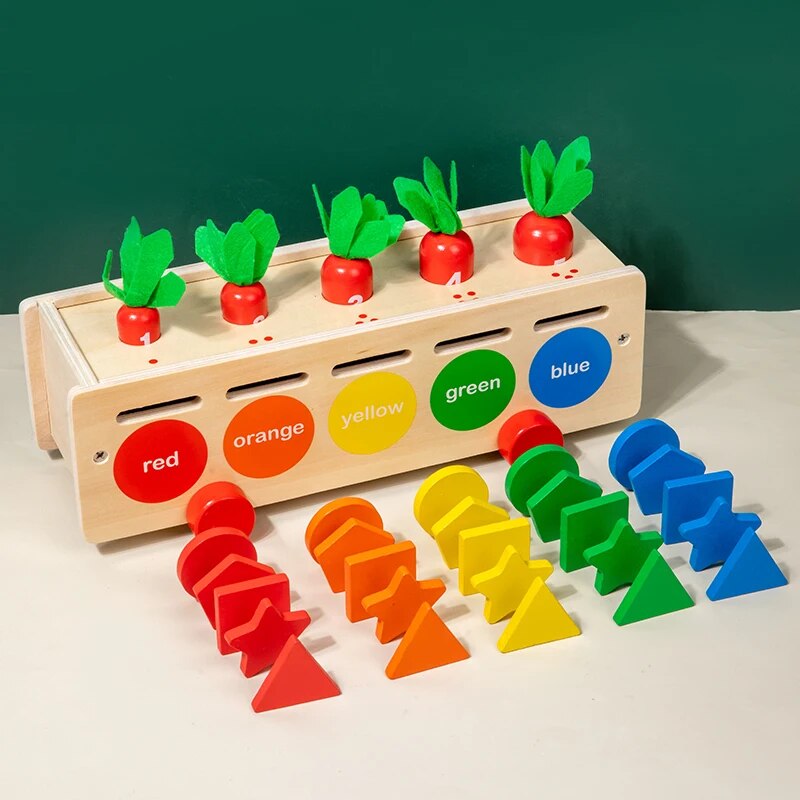 Bé cà rốt thu hoạch Trò chơi đồ chơi bằng gỗ sorters cho trẻ em 1 2 3 năm trẻ em hình dạng Trò chơi lắp hình đồ chơi đồ chơi thông minh Montessori Educational