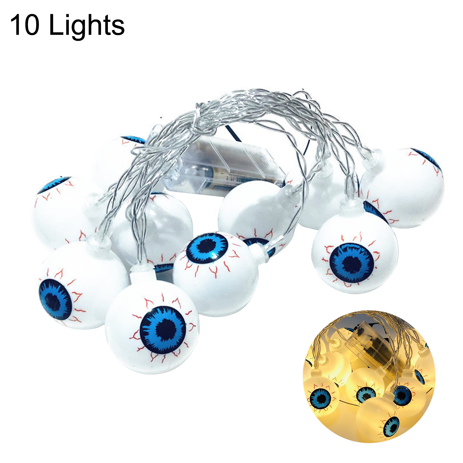 FLORAA ที่มีประโยชน์หลอดไฟประดับแบบสาย Eyeball รูปร่างความสว่างสูง PVC ฮาโลวีนโคมไฟ LED เส้นเทปสำหรับ Courtyard