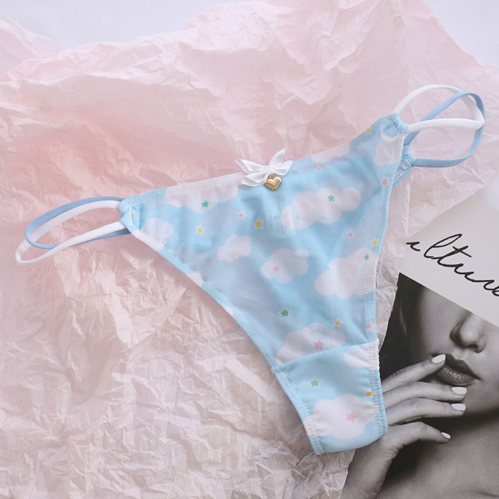 Qingxin thoáng khí dễ thương mèo cạp thấp gấu cho trái tim Hàn Quốc cho nữ Đồ lót lưới sọc tóm tắt Phụ Nữ Cung quần lót