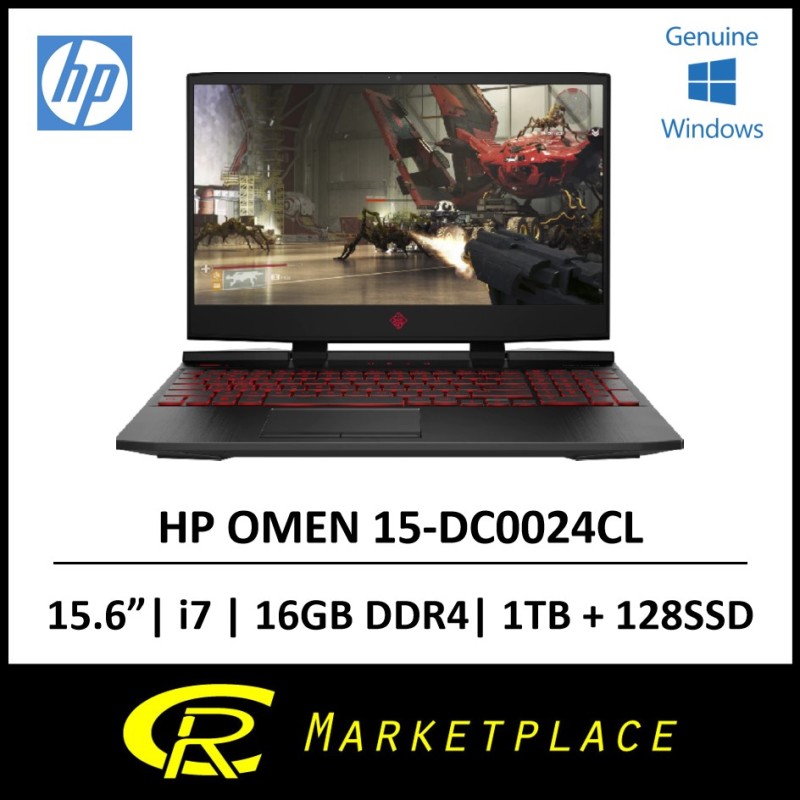 HP OMEN 15-DC0024CL 15.6 IPS Intel Core i7-8750H RAM 16GB DDR4 Storage 128GB SSD + 1TB SATA Graphics NVIDIA® GeForce® GTX 1050 Ti