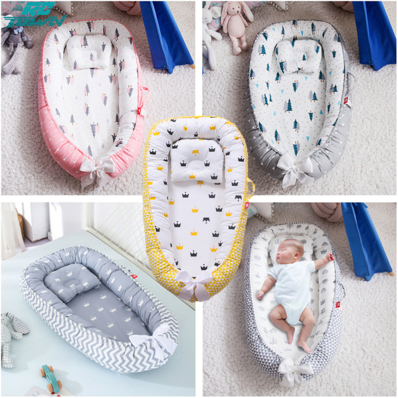 Baby Nest Bed With Pillow Portable Crib Travel Bed Infant Toddler Cotton Cradle For Newborn ราคา 830 บาท*ส่งฟรี
