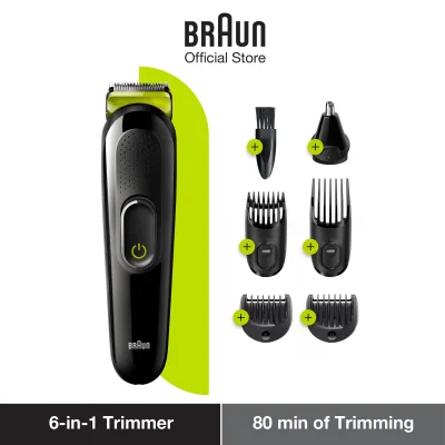 Braun MGK 3220 6-in-1 Multi Grooming Trimmer for Men with Hair Clipper Beard Styler Beard Trimmer & Nose Trimmer Black