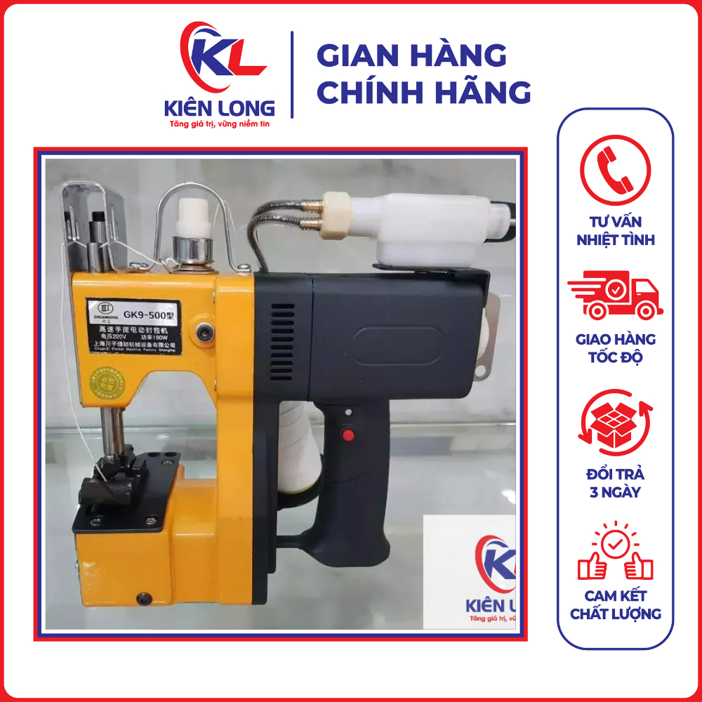 Máy khâu bao cầm tay gk9-500 chính hãng máy khâu có bơm dầu tặng vỉ 10 kim khâu bao và cuộn chỉ khi khách đặt hàng