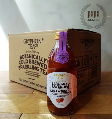 Gryphon Sparkling Cold Brew Tea - Earl Grey Lavender With Strawberry - 12 x 300ml