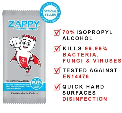 Zappy IPA Alcohol Wipes 1s x 100 Sheets