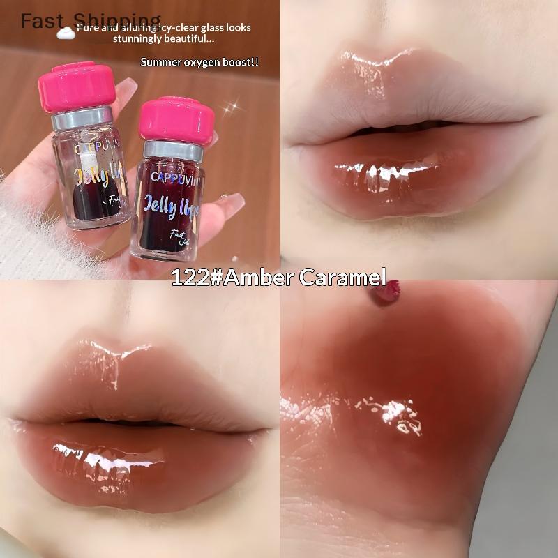 🔥🔥🔥sjqgqx Cappuvini trong suốt dưỡng ẩm son bóng dầu và sắc tố hỗn hợp để tạo ra một trọng lượng nhẹ gương nước bóng kính bóng môi tint trang điểm - 3
