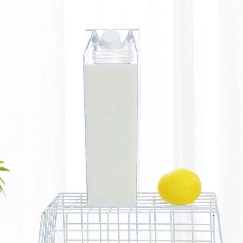 1000ml Acrylic Water Clear Transparent Bottle Stylish Milk Carton Shaped Water Bottle Milk And Tea Trendy & Portable Milk Carton Container
