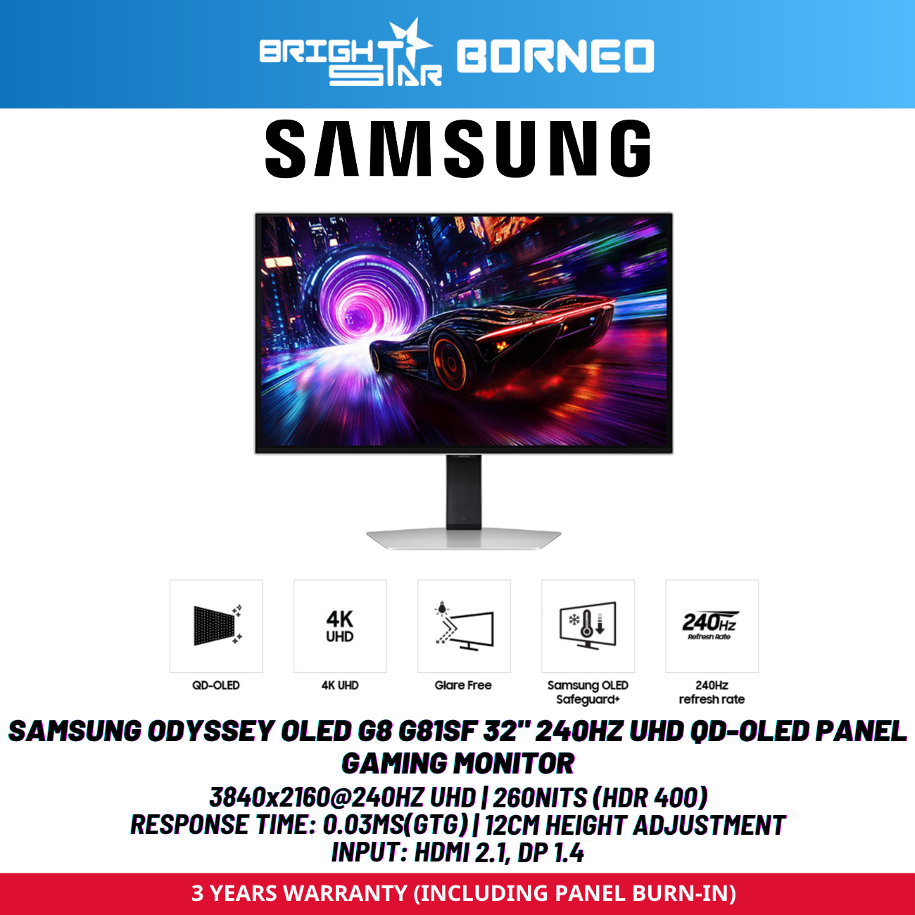 SAMSUNG ODYSSEY OLED G8 G81SF 32" 240HZ UHD QD-OLED Panel