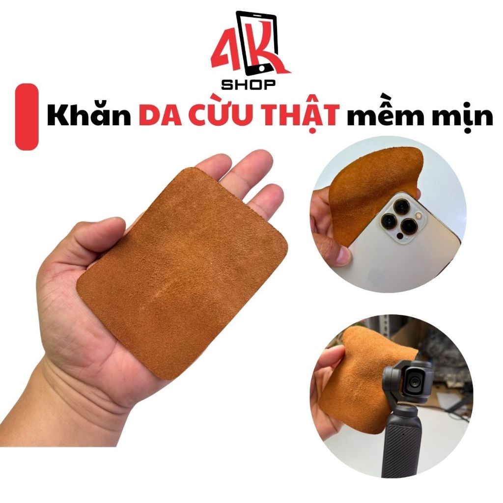 Khăn da cừu thật lau lens máy ảnh màn hình điện thoại mắt kính đồng hồ