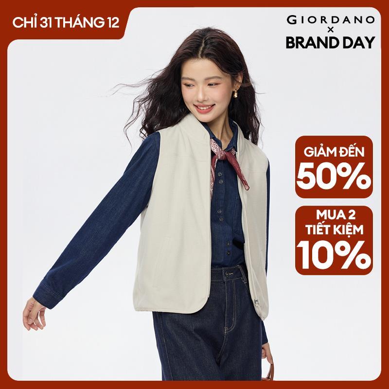  GIORDANO Nữ Áo khoác nỉ Polar Fleece mềm mịn ấm áp Áo khoác cổ đứng có khóa kéo phía trước Áo khoác đơn giản thời trang thường ngày 05375881 